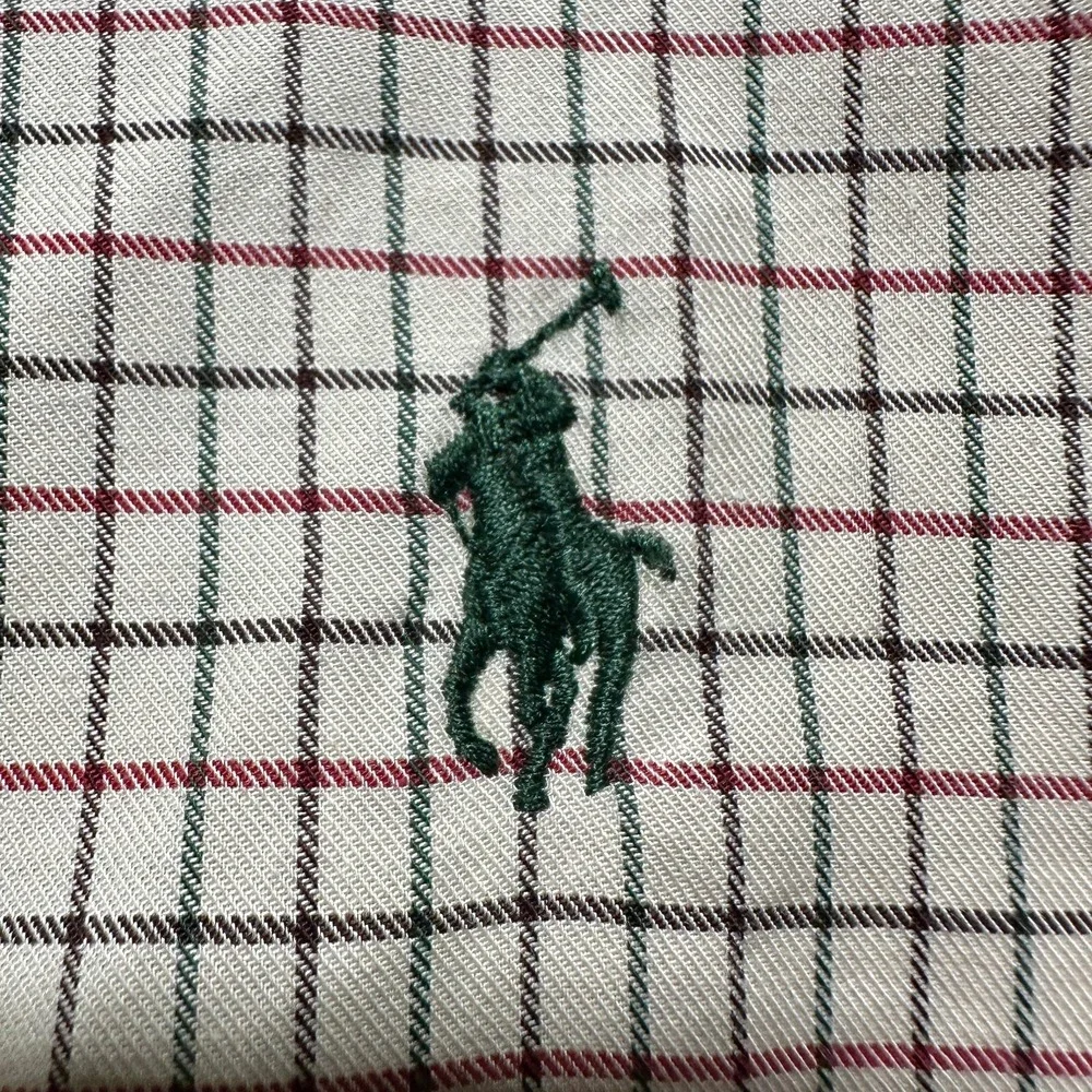Ralph Lauren Shirt Mens Large Tan Window‎ Pane Plaid Classic Fit Preppy Dressy
